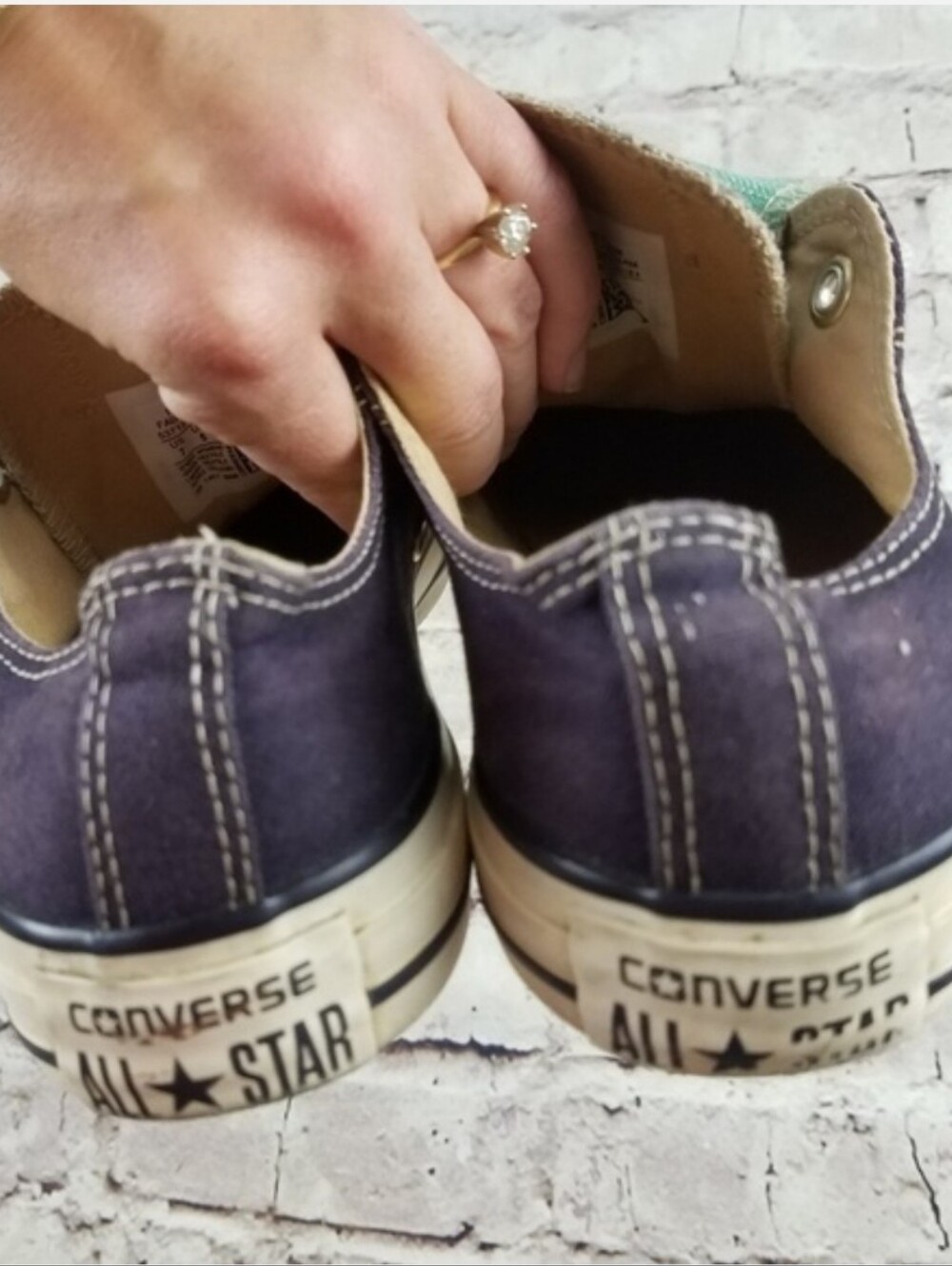 Converse Black Teal Metallic Sneakers Preppy Shoes Classic Casual Everyday 7 - Picture 7 of 8